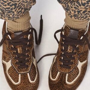 ALOHAS Brown Leopard-Print Sneakers with Cream Accents